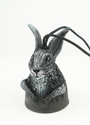 Дзвіночок кролик чорний подарунок для дому кролика 20231 фото