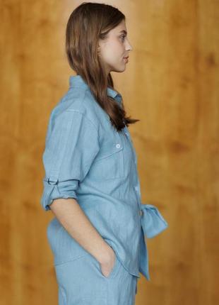 Льняная сорочка женская vil'ni бристоль голубой 424 фото
