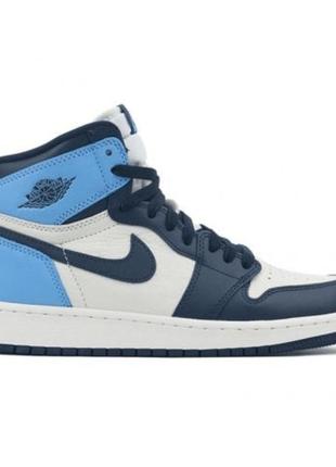 Nike air jordan 1 retro high obsidian unc white blue1 фото