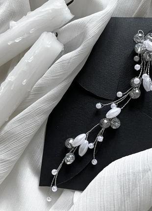 Набір весільних прикрас для нареченої: весільні заколки, шпилька, гілочка для волосся, сережки3 фото