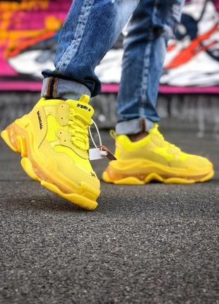 Balenciaga triple s clear sole yellow «black logo» 27 фото