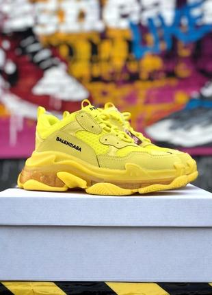 Balenciaga triple s clear sole yellow «black logo» 26 фото