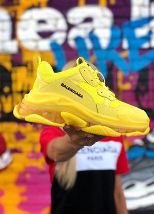 Balenciaga triple s clear sole yellow «black logo» 22 фото