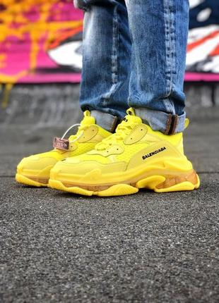 Balenciaga triple s clear sole yellow «black logo» 23 фото