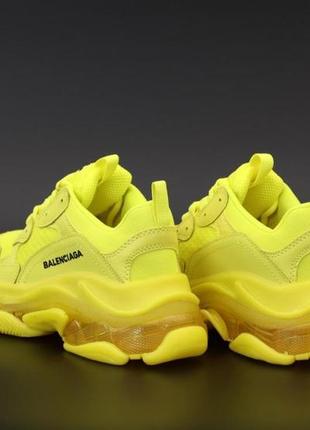 Balenciaga triple s clear sole yellow «black logo» 24 фото