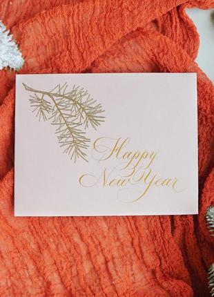 Бледно-розовый конверт "happy new year"1 фото