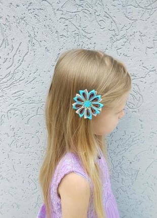 Прикраса для волосся дівчинці шпильки канзаші з репсовых стрічок подарунок на новий рік3 фото