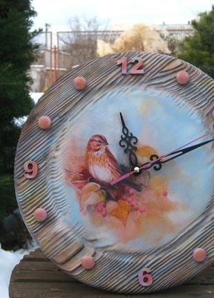 Часы настенные "птичка певчая"2 фото