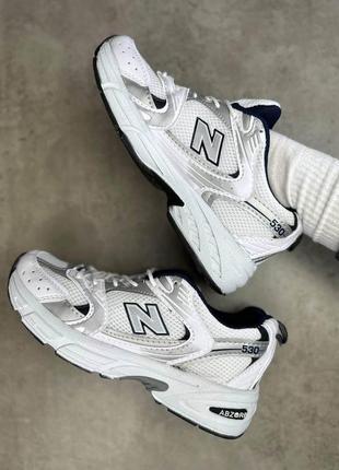 New balance 530 white silver navy a+2 фото