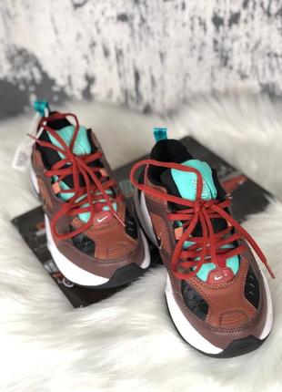 Nike m2k tekno dark brown turquoise9 фото