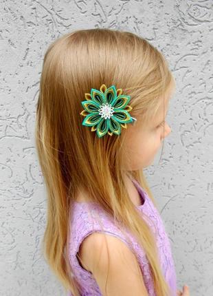 Набір м'ятних шпильок для волосся квіткові прикраси канзаші на голову подарунок дівчинці на новий рік7 фото