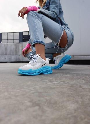 Balenciaga triple s clear sole blue grey