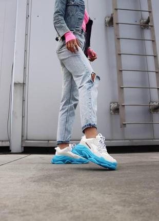 Balenciaga triple s clear sole blue grey6 фото