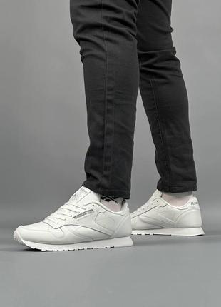 Reebok classic leather all white10 фото