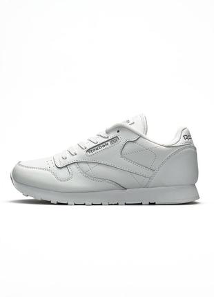 Reebok classic leather all white2 фото