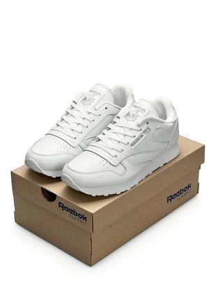 Reebok classic leather all white1 фото