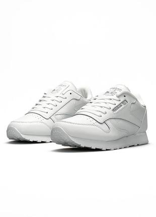 Reebok classic leather all white7 фото