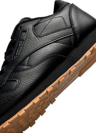 Reebok classic leather black gum8 фото