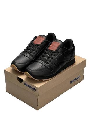 Reebok classic leather black gum10 фото