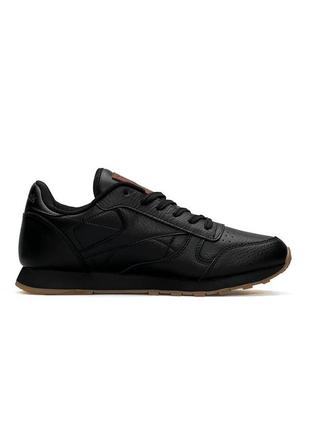 Reebok classic leather black gum2 фото