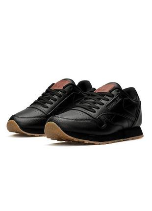 Reebok classic leather black gum6 фото