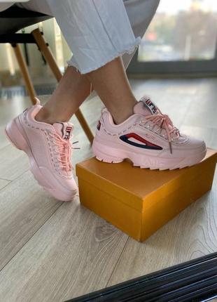 Fila disruptor taped logo pink1 фото