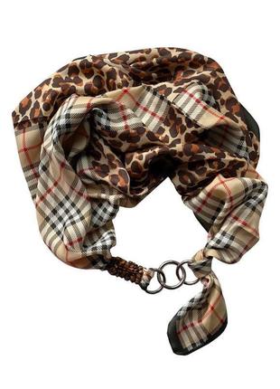 "шоколадна пристрасть" атласний шарф, шовковий шарф, шарф намисто, шарф чокер, атласний хустку,1 фото