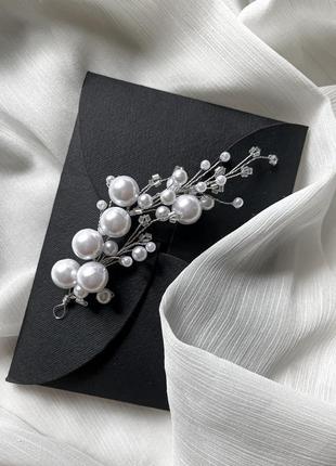 Набір весільних прикрас для нареченої: весільні заколки, шпилька, гілочка для волосся, сережки2 фото