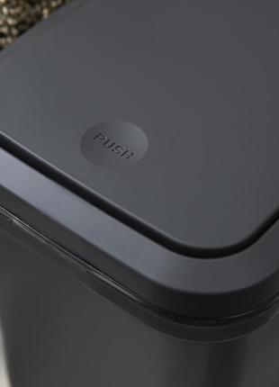 Мусорное ведро для офиса 15 л с крышкой push и фиксатором для пакета пластиковое узкое...