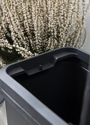 Мусорное ведро для офиса 15 л с крышкой push и фиксатором для пакета пластиковое узкое...