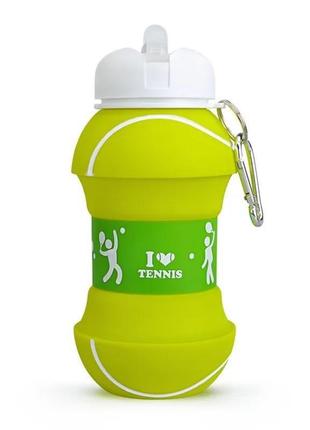 Пляшка для води спортивна складана силіконова, тенісний м'яч, 550 мл2 фото