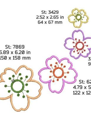 Дизайн машинної вишивки аплікація квітка сакура. машинна вишивка аплікація сакура2 фото