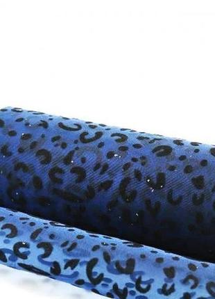 Фатин леопард с блеском синий