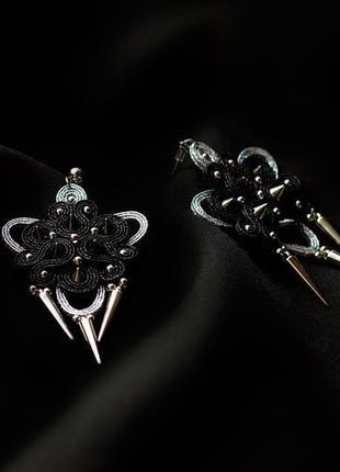 Сережки orchid (silver/black)2 фото