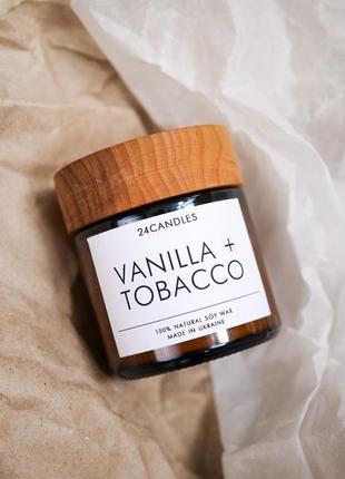 Соєва арома свічка ручної роботи vanilla +tobacco5 фото
