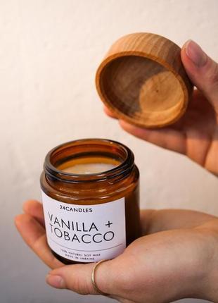 Соєва арома свічка ручної роботи vanilla +tobacco4 фото