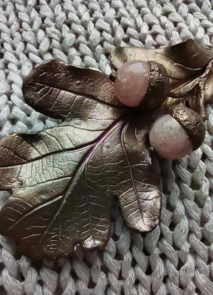 Брошка-шпилька "оak leaflet"2 фото