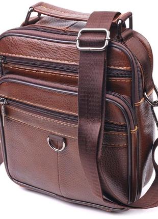 Превосходная мужская сумка из натуральной кожи 21279 vintage коричневая