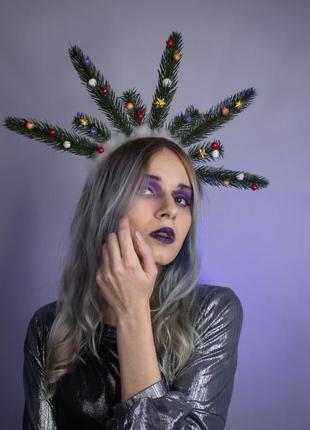 Новогодняя корона венок из еловых веток