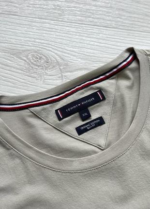 Базова футболка tommy hilfiger organic cotton stretch slim fit t-shirt beige8 фото