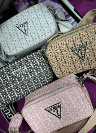 Женская брендовая сумка guess, сумка гесс, сумка через плечо, сумка с логотипом, сумка на ремешке5 фото