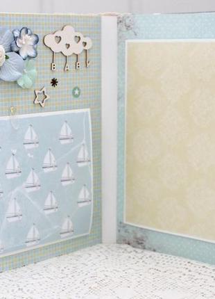 Фотоальбом для новорожденного мальчика , скрап альбом для малыша