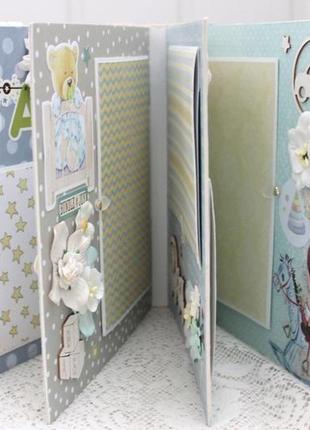 Фотоальбом для новорожденного мальчика , скрап альбом для малыша