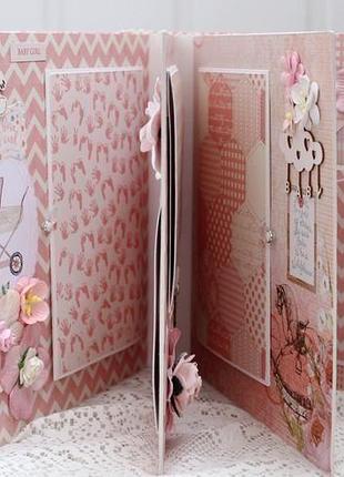Фотоальбом для девочки , скрап альбом для новорожденной девочки
