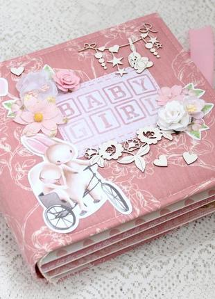 Фотоальбом для девочки , скрап альбом для новорожденной девочки