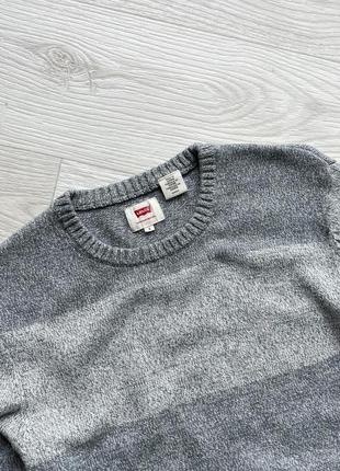 Шикарний светр, джемпер levi’s knitted striped cotton sweater double grey світшот, реглан2 фото