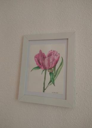 Картина акварелью розовый пион1 фото