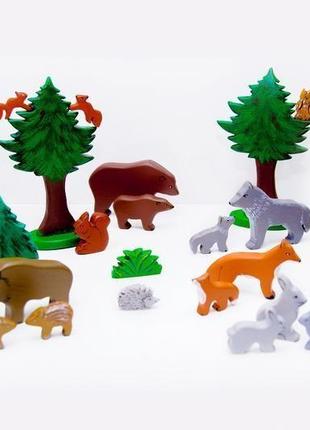 Набір лісових тварин і птахів. включає в себе 19 іграшок.(в наборі 1 сосна та 1 зайченя)10 фото