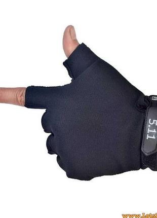 Тактические перчатки без пальцев 5.11 черные безпалые безпалки