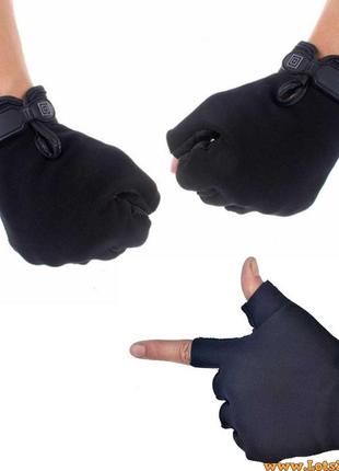 Тактические перчатки без пальцев 5.11 черные безпалые безпалки